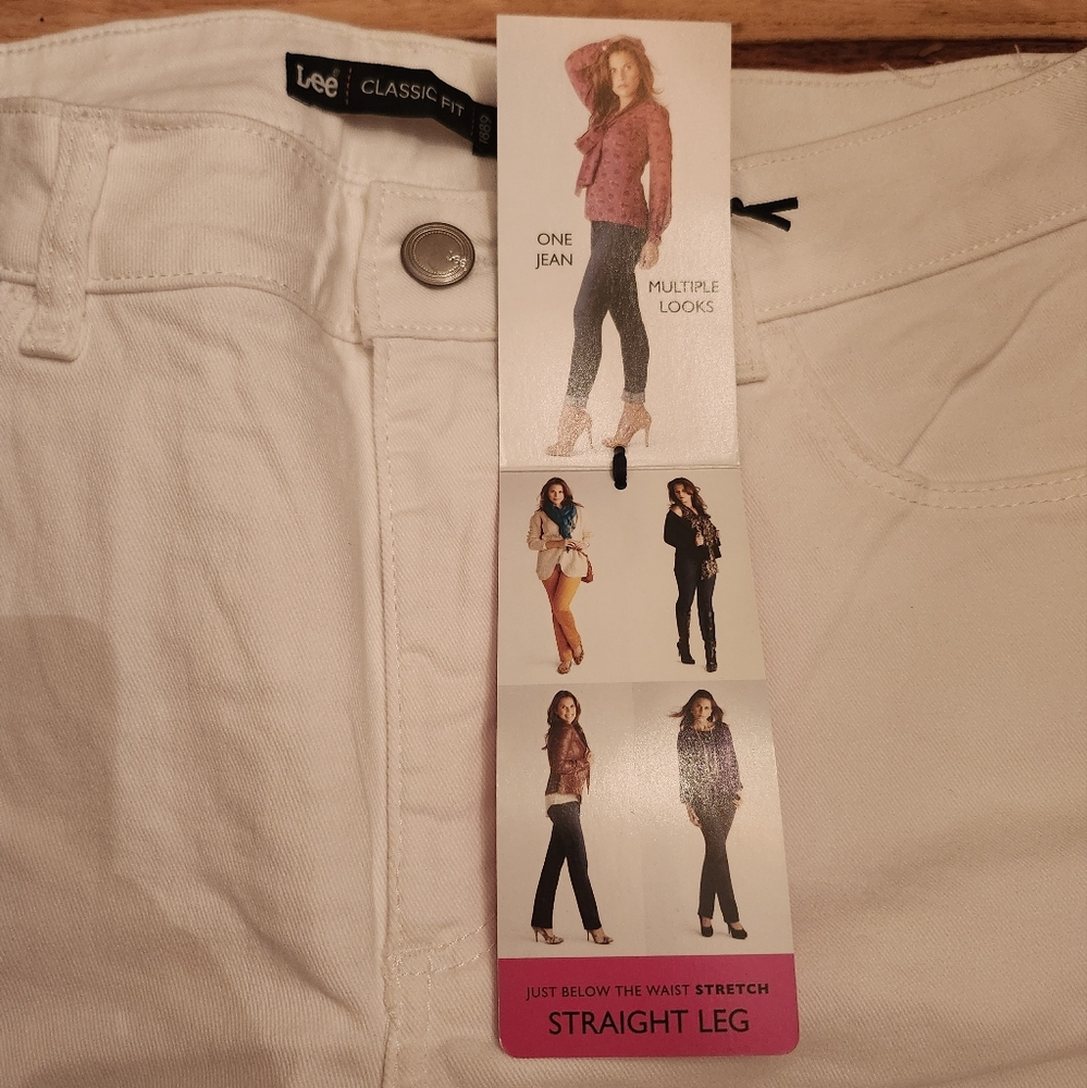 Lee White Straight Leg Jeans Minimalist Design - Picture 6 of 12